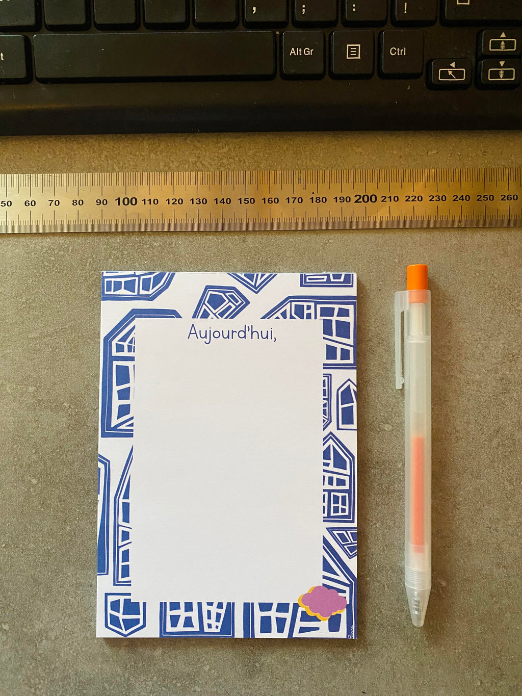 Bloc notes immeuble - bleu