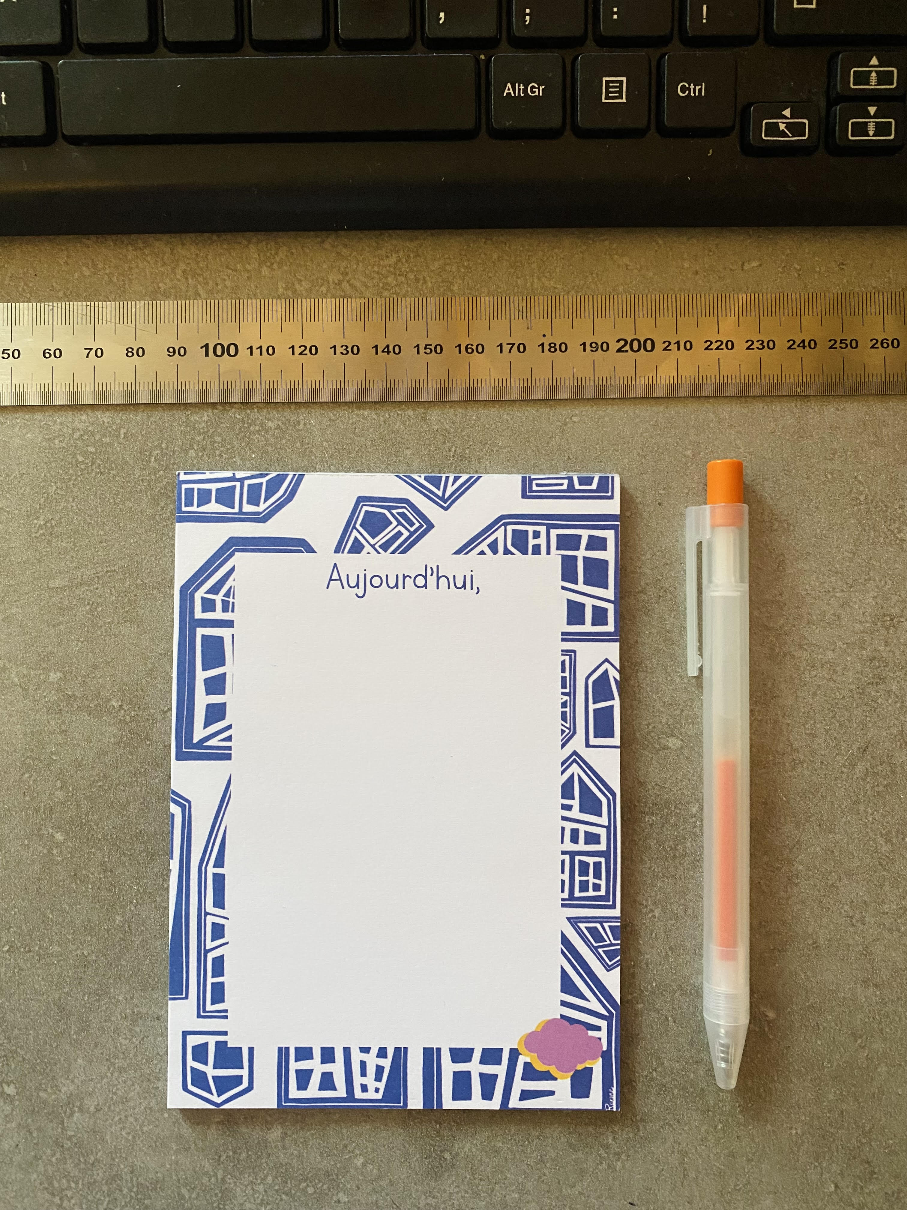 Bloc notes immeuble - bleu